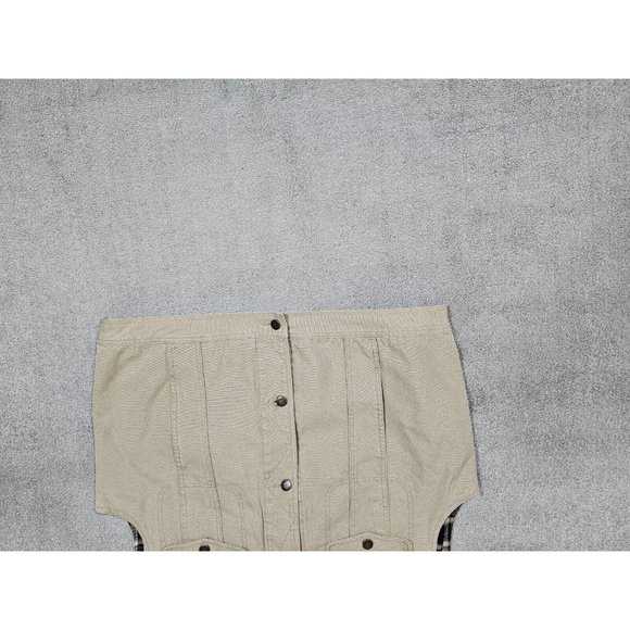 Wrangler Outdoor Wear Mens Western Canvas Vest 2XL Khaki Flannel Plaid Lining - Picture 9 of 13